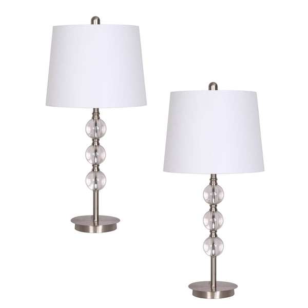 S/2, Crystal 27" Table Lamps, Silver