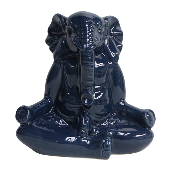 Cer, 7" Yoga Elephant, Navy Blue