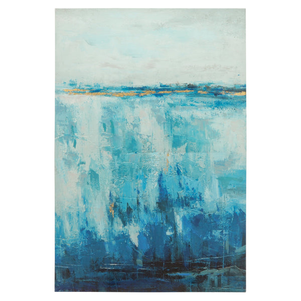 33x49 Abstract Hand Embelished Canvas Print, Blue