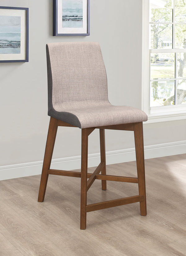 Logan Upholstered Counter Height Stools Light Grey and Natural Walnut (Set of 2)