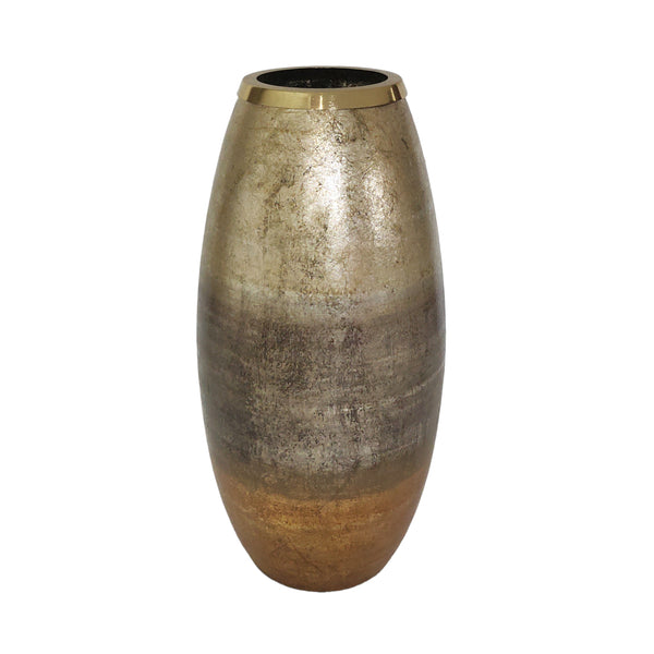 17" Curved Glass Vase Metallic Ombre Finish, Multi