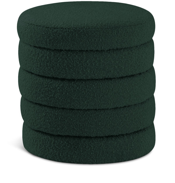 Aphia Green Boucle Fabric Ottoman/Stool