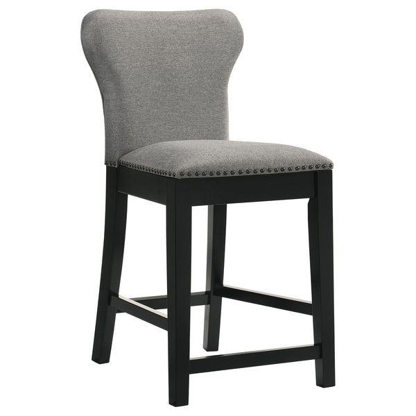 Rolando Upholstered Solid Back Counter Height Stools with Nailhead Trim (Set of 2) Grey and Black
