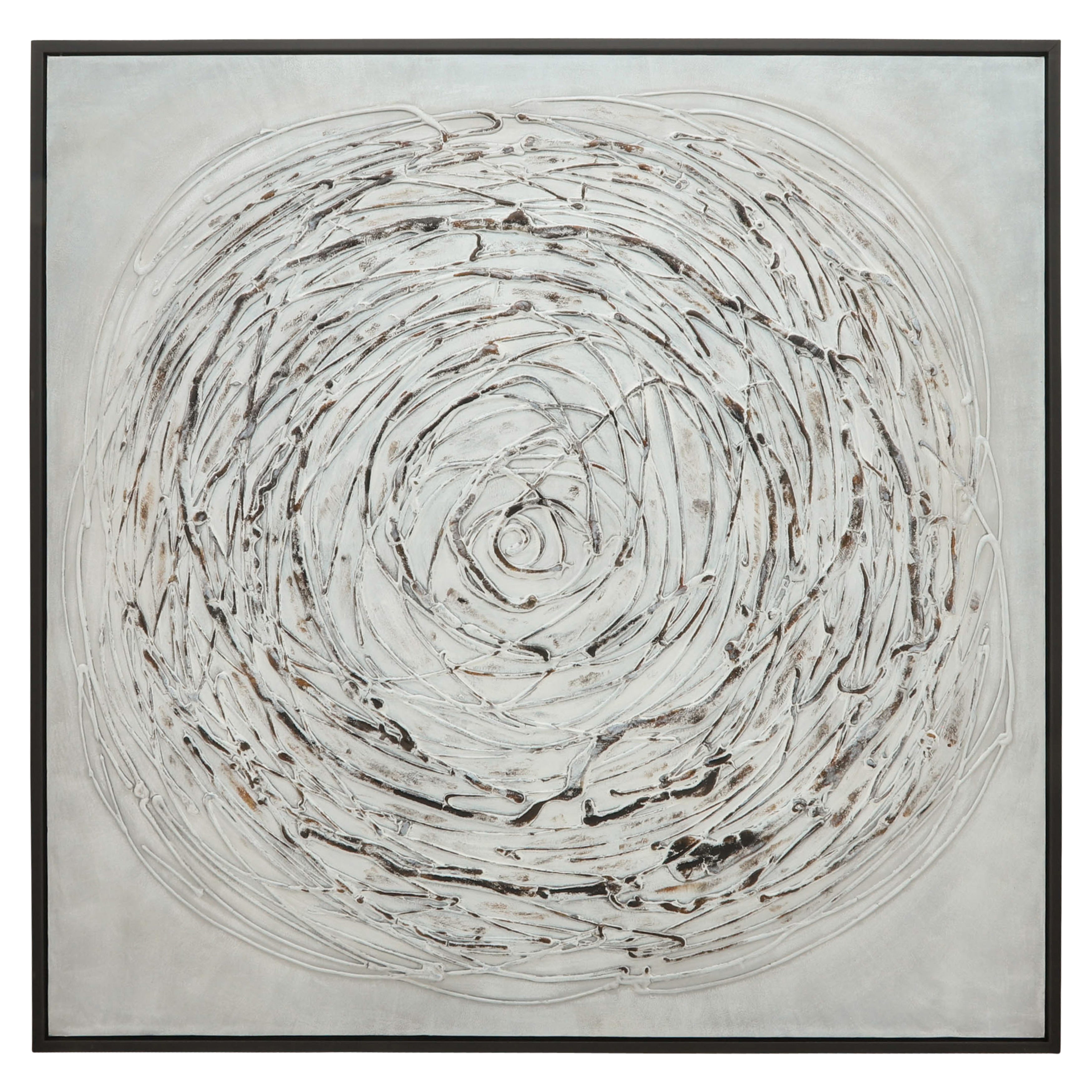 52x52 Swirl Painting, Gray On Black Frame