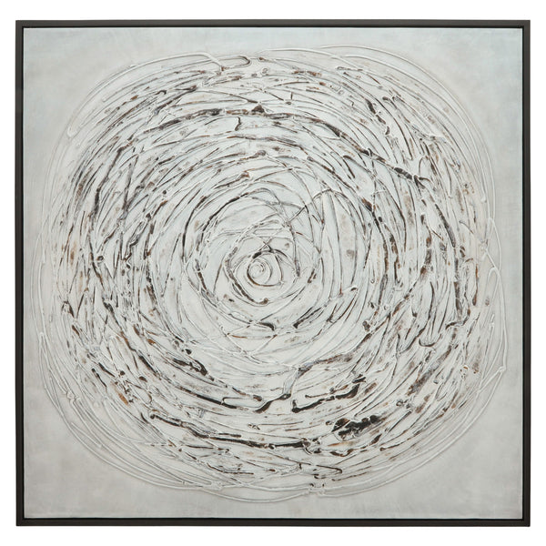 52x52 Swirl Painting, Gray On Black Frame