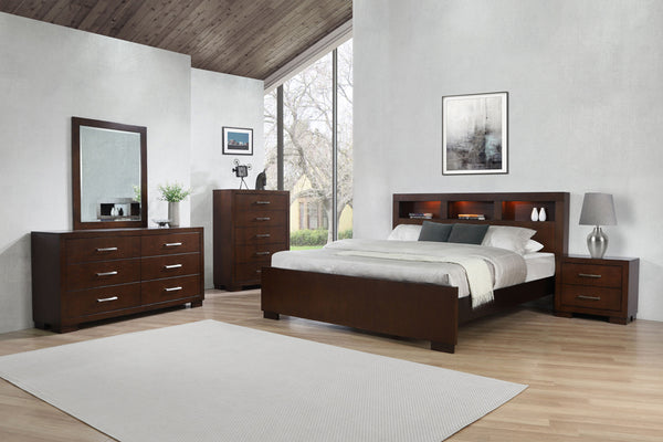 Jessica Eastern King Bed with Storage Headboard Cappuccino