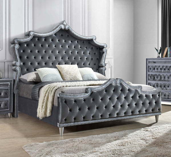 Antonella Upholstered Tufted Queen Bed Grey
