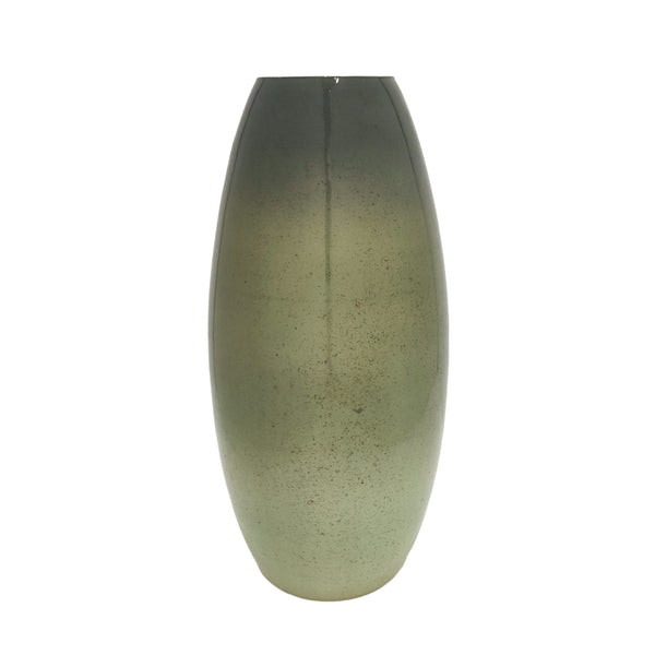 17" Curved Glass Vase Green Mercury Ombre, Multi