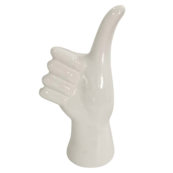 9"h Thumbs Up Table Deco, White