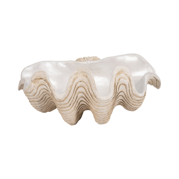16" Pearlized Clam Shell Bowl, Ivory