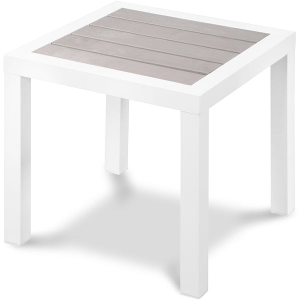 Nizuc Grey Wood Look Accent Paneling Outdoor Patio Aluminum End Table