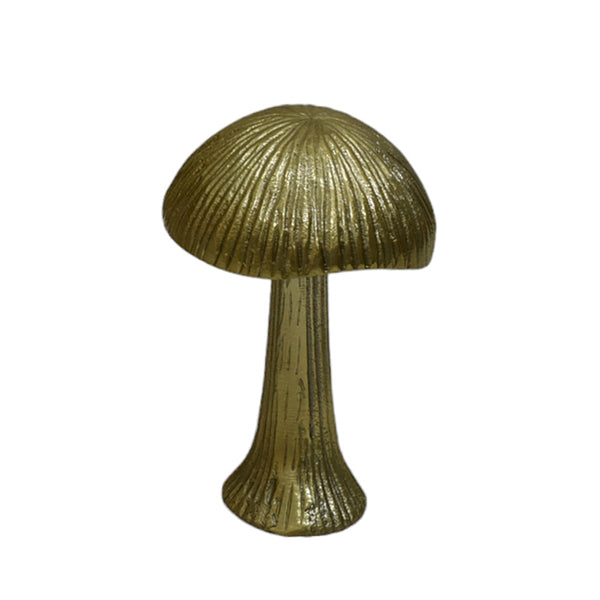 6" Ridged Metal Mushroom, Gold