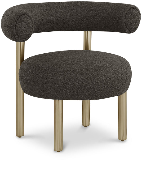 Bordeaux Brown Boucle Fabric Accent Chair