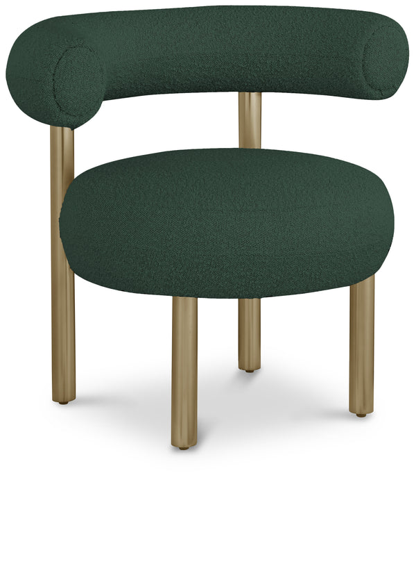 Bordeaux Green Boucle Fabric Accent Chair