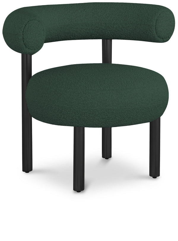 Bordeaux Green Boucle Fabric Accent Chair