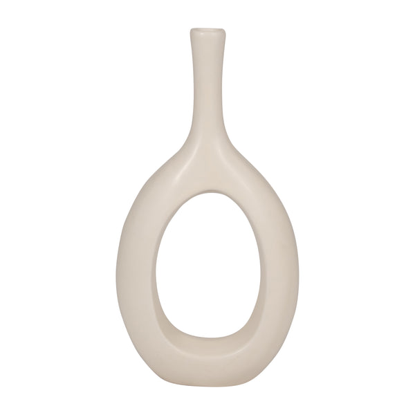 Cer, 12" Curved Open Cut Out Vase, Cotton
