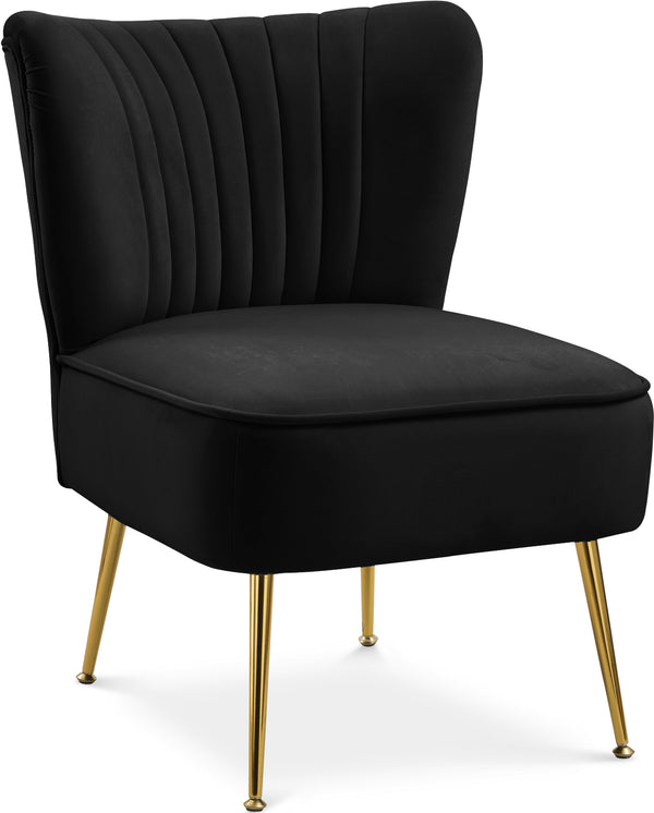 Tess Black Velvet Accent Chair