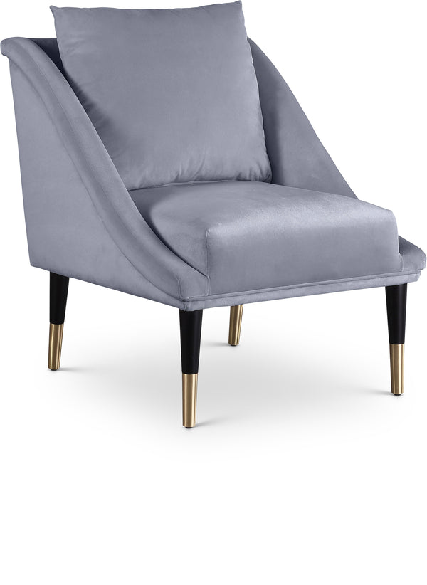 Elegante Grey Velvet Accent Chair