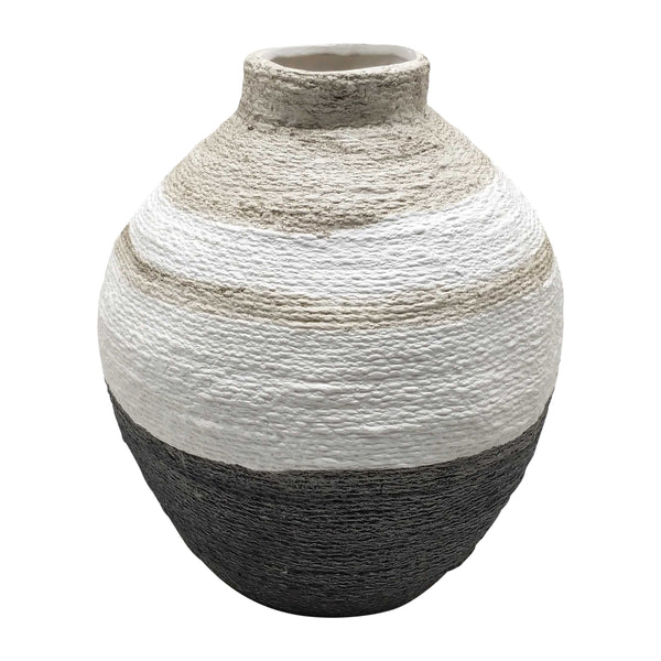 12" Striped Woven Textured Vase, Multi