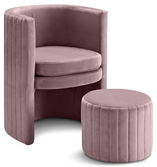 Selena Pink Velvet Accent Chair and Ottoman Set