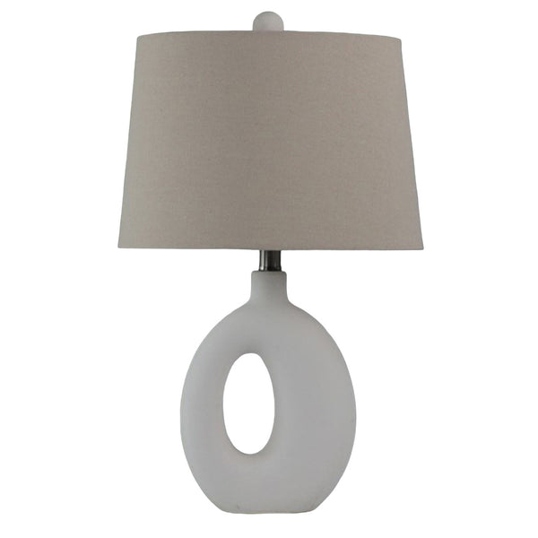 S/2 Ceramic 23" Open Cut Out Table Lamp, White/tan