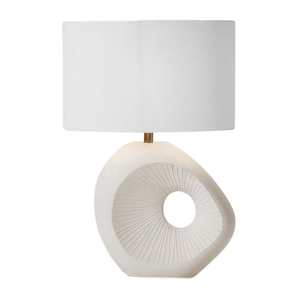 26" Ceramic Table Lamp With Shade, Beige