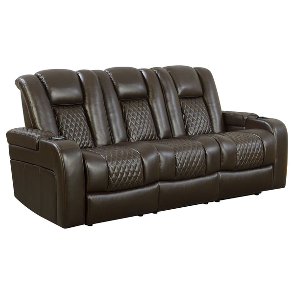 Delangelo Power^2 Sofa with Drop-down Table Brown
