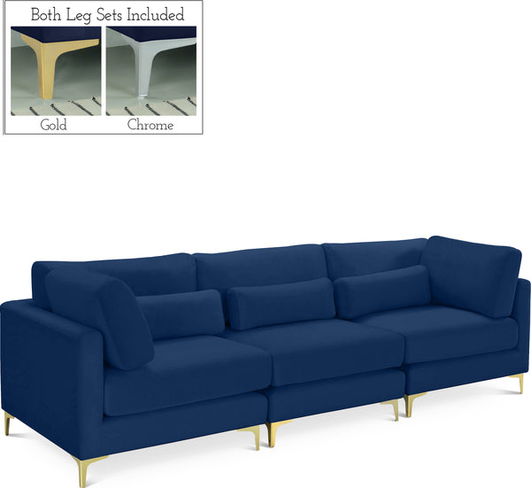 Julia Navy Velvet Modular Sofa (3 Boxes)