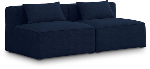 Cube Navy Durable Linen Textured Modular Sofa