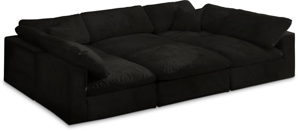 Cozy Black Velvet Comfort Modular Sectional
