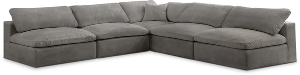 Cozy Grey Velvet Comfort Modular Sectional