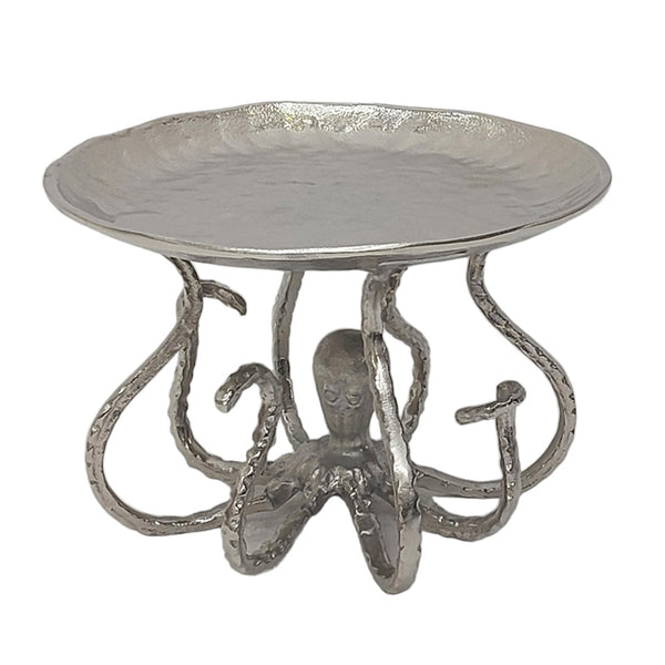 14" Octopus Holding Up Bowl, Silver