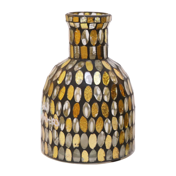 Glass, 6"h Mosaic Vase, Copper