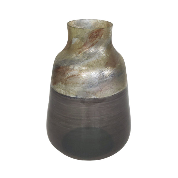 12" 2-tone Glass Vase, Grey Multi
