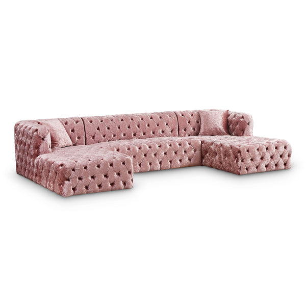 Coco Pink Velvet 3pc. Sectional (3 Boxes)