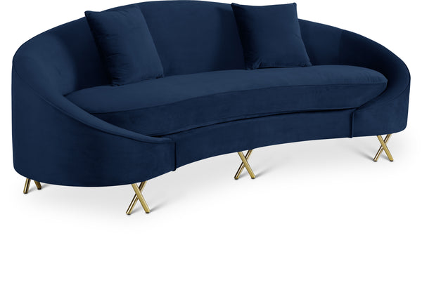 Serpentine Navy Velvet Sofa