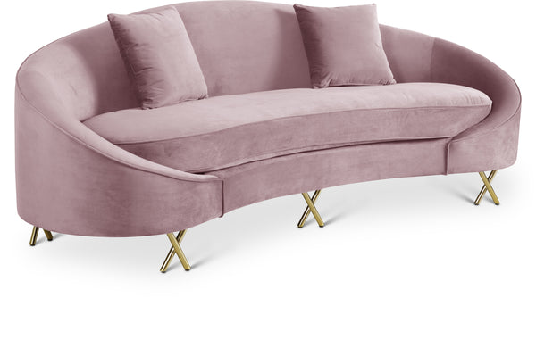 Serpentine Pink Velvet Sofa