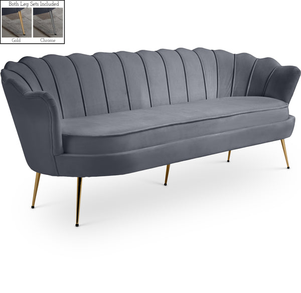 Gardenia Grey Velvet Sofa