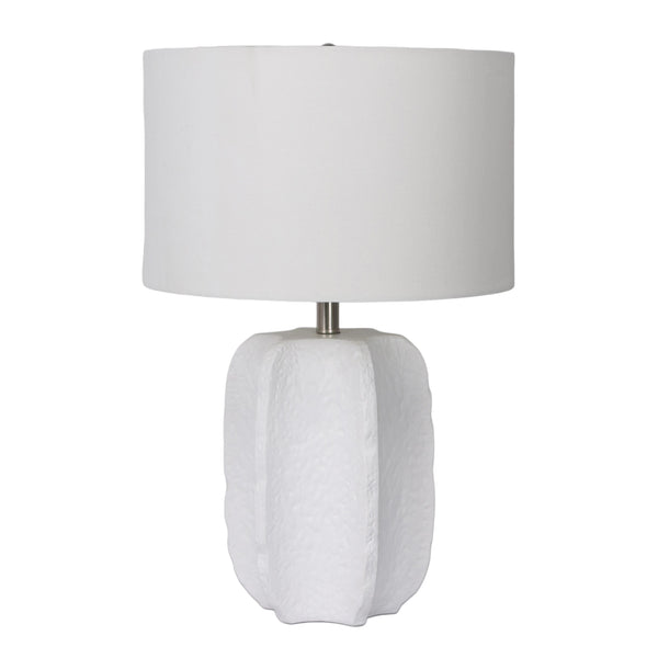 24" Textured Jagged Table Lamp, White