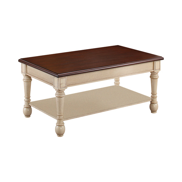 Layla Rectangular Coffee Table Dark Cherry and Antique White