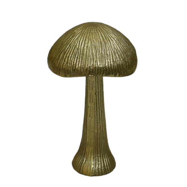 8" Ridged Metal Mushroom, Gold