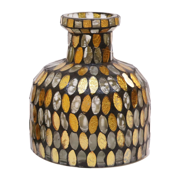 Glass, 5"h Mosaic Vase, Copper