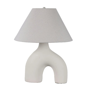 23" Modern Curved Arch Table Lamp, White