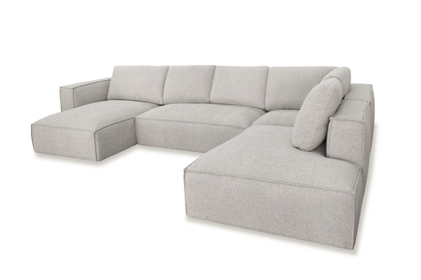 Divani Casa Lulu - Modern Light Grey Fabric Modular Sectional Sofa w/ Left Facing Chaise