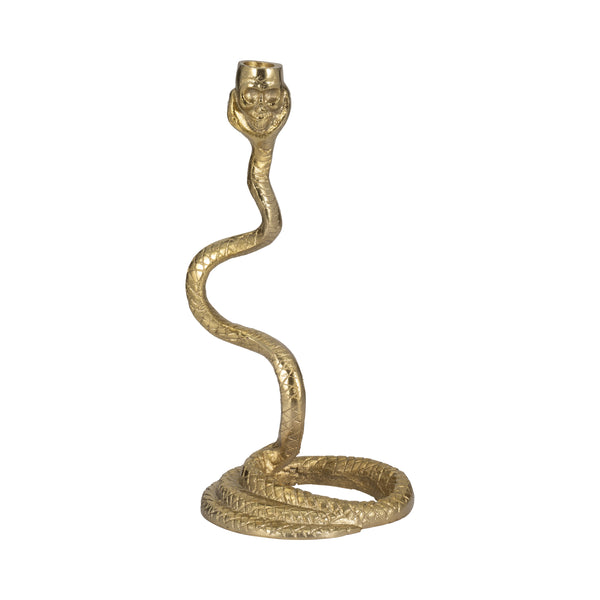 13" Snake Taper Candle Holder, Gold