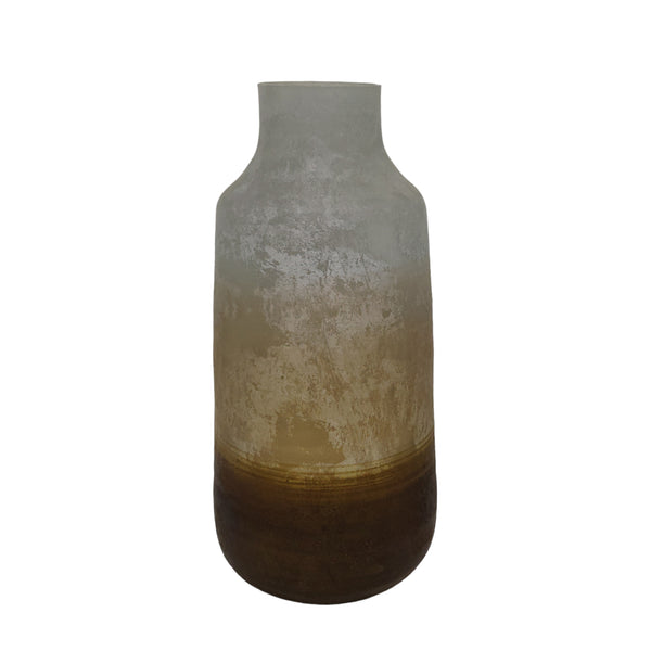 15" Gold Ombre Glass Vase, White/gold