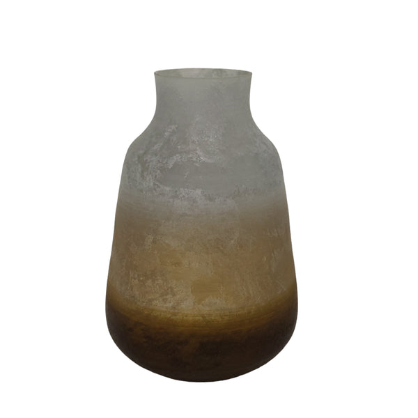 12" Gold Ombre Glass Vase, White/gold