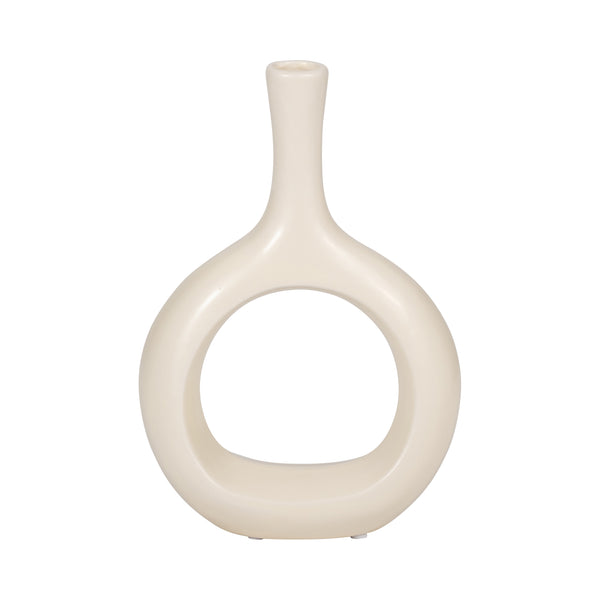 Cer, 9" Curved Open Cut Out Vase, Cotton