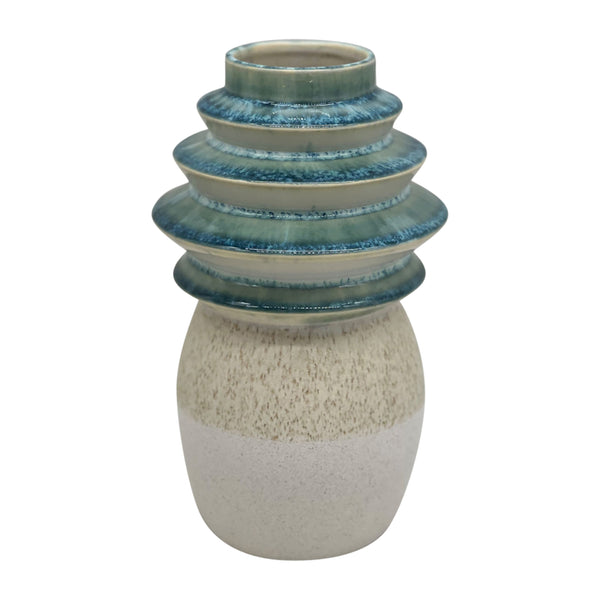 9" Fluted Top Vase Reactive Finish, Multi