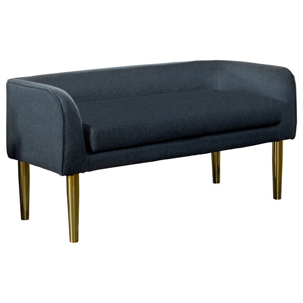 Low Back Upholstered Bench Blue and Gold